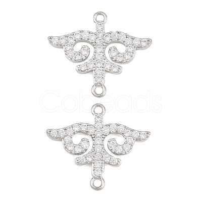 Brass Micro Pave Clear Cubic Zirconia Connector Charms CU-CBA7BFE-03D-P-1