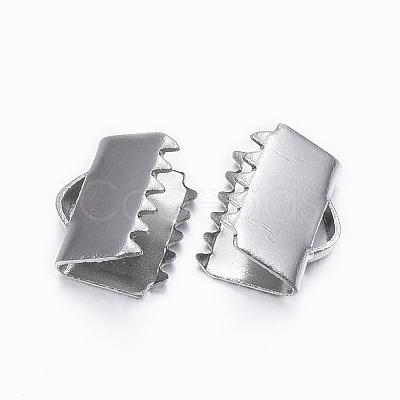 Tarnish Resistant 304 Stainless Steel Ribbon Crimp Ends STAS-H376-120-1