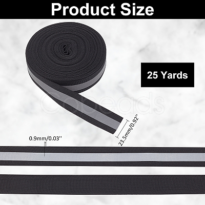 25 Yards Reflective Polyester Striped Ribbon DIY-WR0003-74A-1