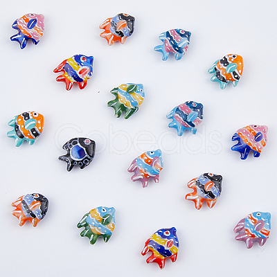 16Pcs 8 Colors Handmade Porcelain Beads PORC-DC0001-01-1