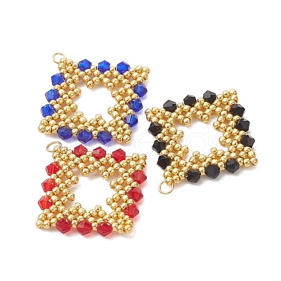3Pcs Glass Seed Beaded Pendants PALLOY-MZ01286-1