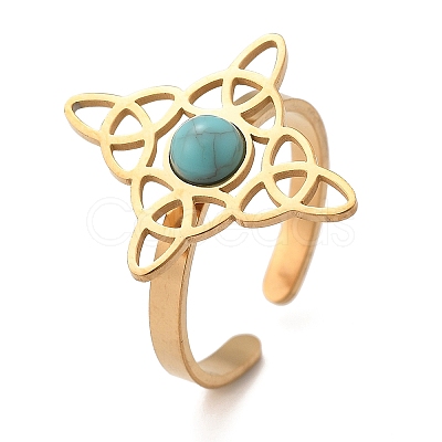 Synthetic Turquoise Finger Rings RJEW-I110-02G-01-1