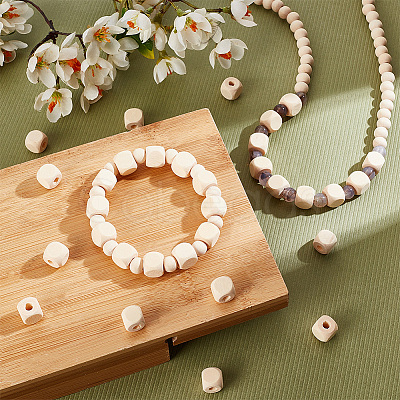 AHADERMAKER 500Pcs Natural Wood Beads WOOD-GA0001-50-1