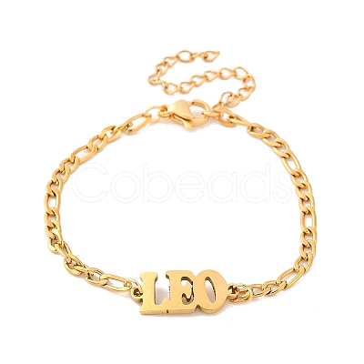 Constellation 202 Stainless Steel Figaro Chain Link Bracelets for Women Men AJEW-U006-01I-1