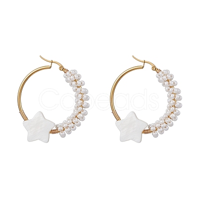 Brass Hoop Earrings EJEW-JE05680-1