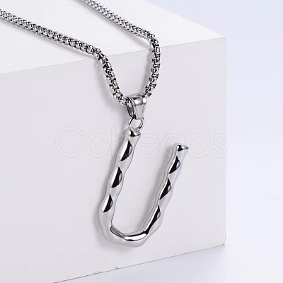 Minimalist chic collarbone necklace with 26 English letters design LW4134-47-1