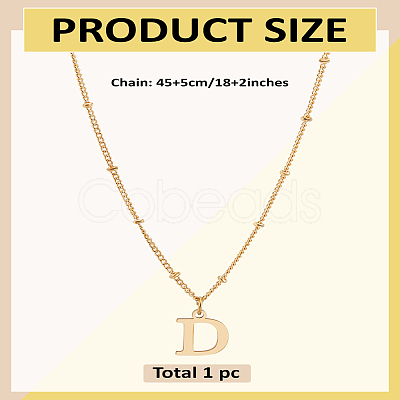 1Pc Brass Chain & 304 Stainless Steel Letter Pendant Necklaces NJEW-LP0001-35D-G-1