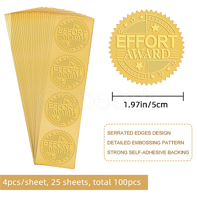Plastic Self Adhesive Gold Foil Embossed Stickers DIY-WH0211-281-1