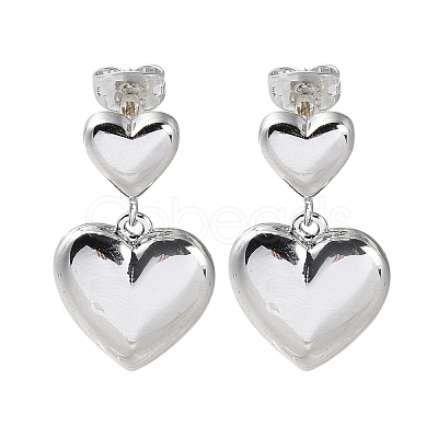 Rack Plating Brass Heart Dangle Stud Earring EJEW-H099-03P-1
