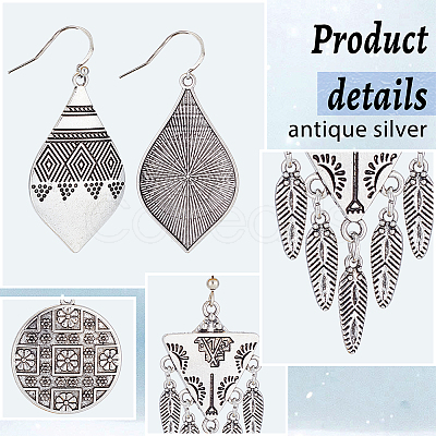 ANATTASOUL 3 Pairs 3 Style Bohemia Teardrop & Flat Round & Triangle Alloy Geometry Dangle Earrings for Women EJEW-AN0002-25-1