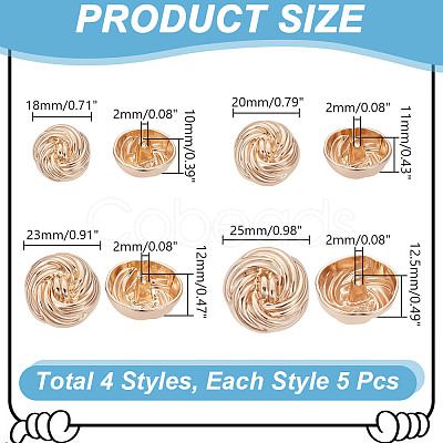 20Pcs 4 Styles Alloy Shank Buttons BUTT-NB0001-81-1