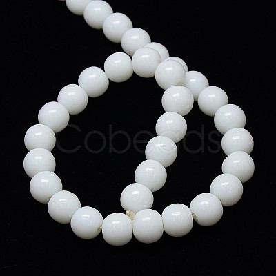 Opaque Solid Color Crystal Glass Round Beads Strands EGLA-F037-10mm-E01-1