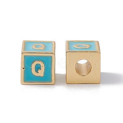 Rack Plating Brass Enamel Beads KK-B060-04G-06Q-1