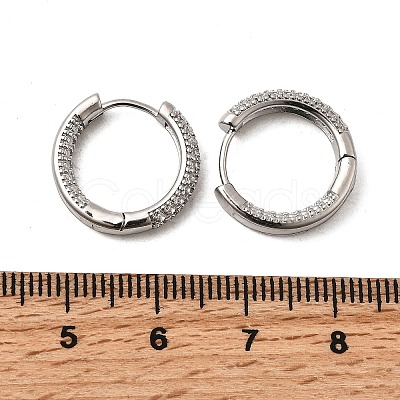 Brass Micro Pave Clear Cubic Zirconia Hoop Earrings EJEW-K276-11P-02-1