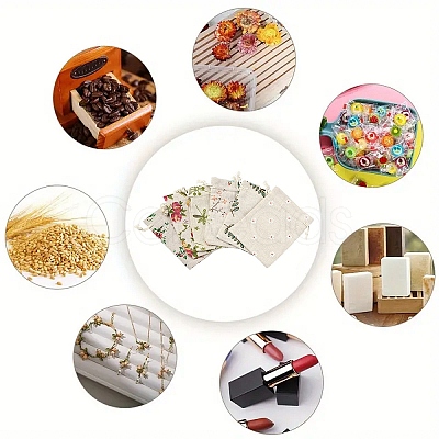 30Pcs 6 Styles Flower Printed Polycotton(Polyester Cotton) Packing Pouches Drawstring Bags ABAG-YW0001-19-1