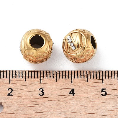 Ion Plating(IP) 304 Stainless Steel Rhinestone European Beads STAS-A092-10M-G-1