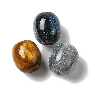 Resin Glitter European Beads RESI-G066-02-1