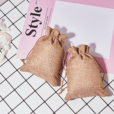 Burlap (Polyester) Packing Pouches Drawstring Bags ABAG-BC0001-07B-18x13-1