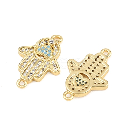 Brass Micro Pave Deep Sky Blue Cubic Zirconia Connector Charms CU-CBAB719-07G-A-1