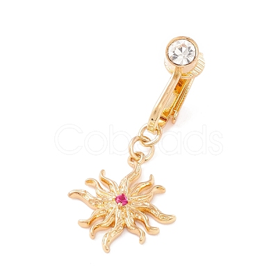 Rhinestone Sun Charm Belly Ring AJEW-F057-14G-1