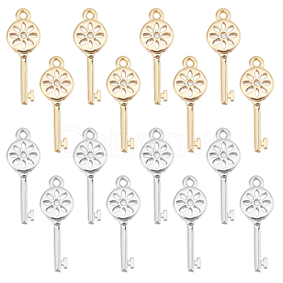 16Pcs 2 Colors Brass Micro Pave Cubic Zirconia Pendants ZIRC-FH0001-14-1