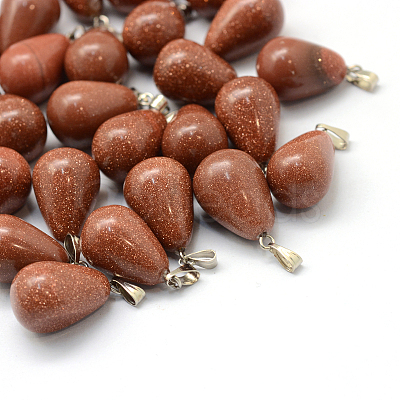 Teardrop Synthetic Goldstone Pendants G-Q435-14-1
