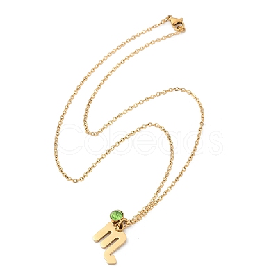 304 Stainless Steel Glass Drill Birth Stone Constellation Pendant Necklaces STAS-D305-08G-H-1