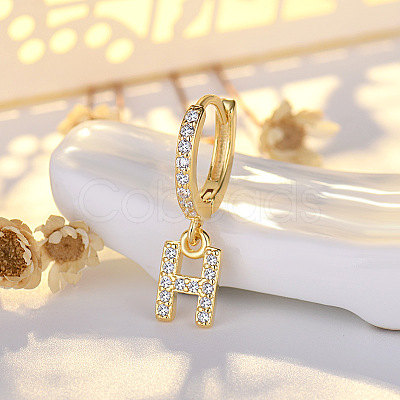 Brass Micro Pave Clear Cubic Zirconia Hoop Earrings WGE85EC-09-1