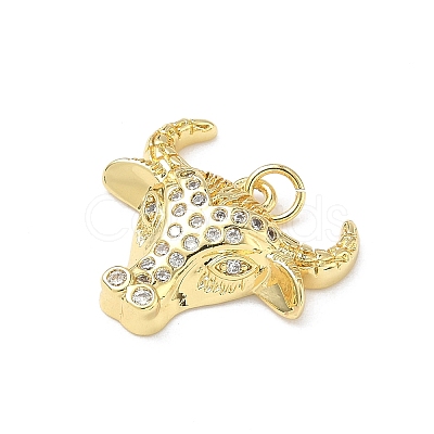 Brass Micro Pave Clear Cubic Zirconia Pendants KK-P350-01G-1