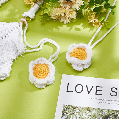Sunflower Wool Braided Pendant Decorations AJEW-WH0258-857A-1