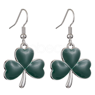 3 Pair 3 Style Saint Patrick's Day Alloy Enamel Dangle Earrings with Brass Pins for Women EJEW-JE05347-1