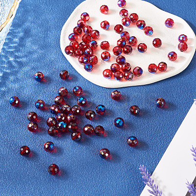 80Pcs Half Rainbow Plated Glass Beads EGLA-TA0013-04B-1