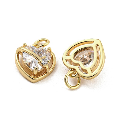 Brass Micro Pave Clear Cubic Zirconia Pendants KK-G490-31B-G-1