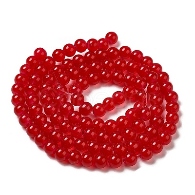 Baking Paint Imitation Jade Glass Round Bead Strands X-DGLA-Q021-8mm-05-1