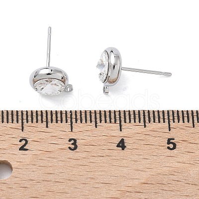 SHEGRACE Brass Rhinestone Flat Round Stud Earring Findings XGR0099P-120P-1