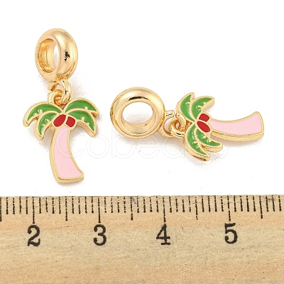 Rack Plating Alloy Enamel Coconut Tree European Dangle Charms FIND-B034-51G-02-1