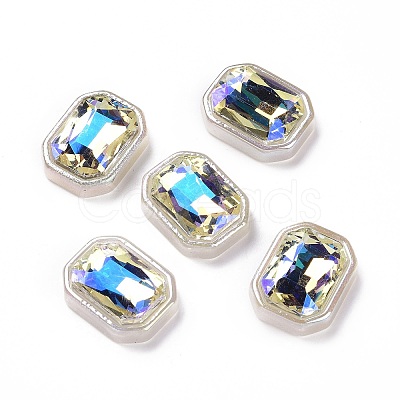 Rainbow Iridescent Plating Acrylic Cabochons X-OACR-E011-08-1