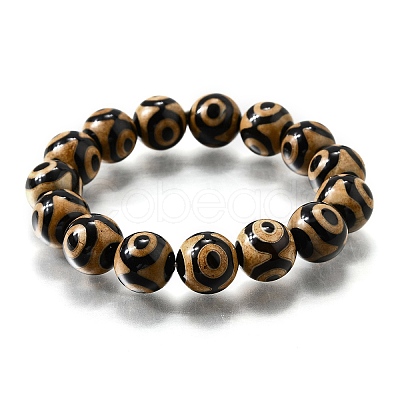 Natural Agate Round Beaded Stretch Bracelets BJEW-U047-01-1