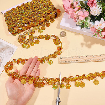 Polyester Metallic Thread Lace Tassel Ribbons OCOR-WH0108-42B-1