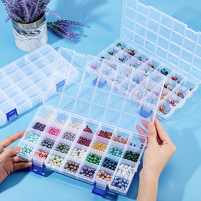 3Pcs Rectangle Polypropylene(PP) Bead Storage Containers CON-PH0002-47-1