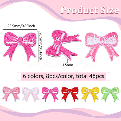 48Pcs 6 Colors Bowknot Polyester Embroidery Sew on Cloth Patches DIY-BC0015-84-1