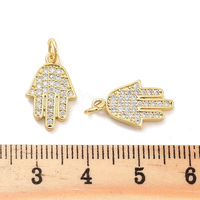 Rack Plating Brass Micro Pave Clear Cubic Zirconia Pendants KK-C063-13G-1