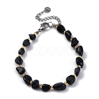 Synthetic Blue Goldstone Beaded Bracelets for Women G-P563-07P-13-1