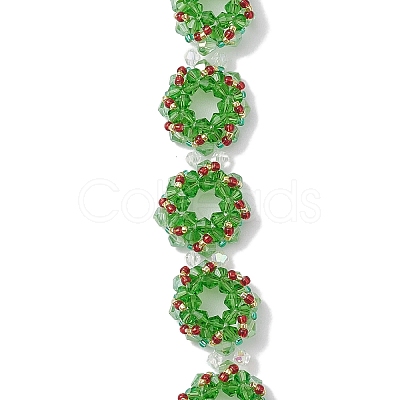 Handmade Glass Seed Christmas Wreath Beaded Bracelets for Women BJEW-MZ00060-1