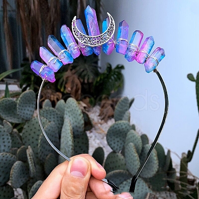 Eletroplated Quartz Crystal Hair Bands PW-WGA9730-10-1