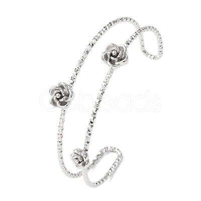 304 Stainless Steel Cuff Bangles for Women BJEW-P377-03P-1