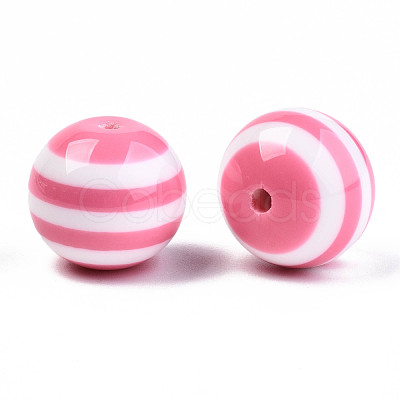 Round Striped Resin Beads X-RESI-R158-20mm-06-1