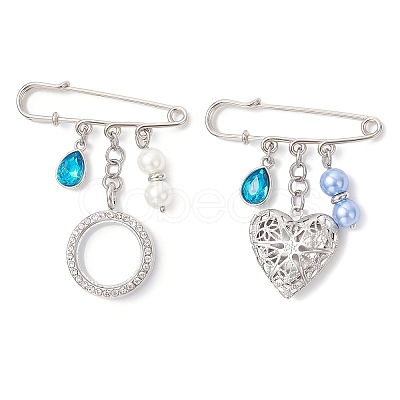 2Pcs 2 Styles Iron Safety Pins JEWB-BR00189-1
