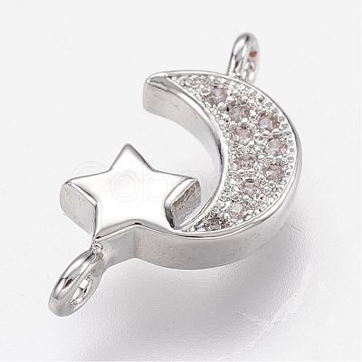 Brass Micro Pave Cubic Zirconia Links ZIRC-G098-71P-1