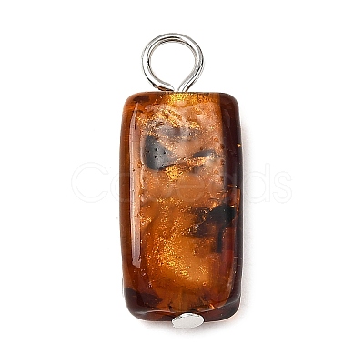 Handmade Gold Sand Lampwork Pendants PALLOY-JF04370-01-1